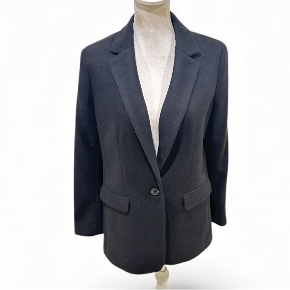 LOFT petites Black single button boxy Blazer lined winter weight size 10p